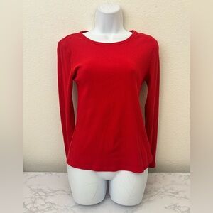 Old Navy Womens Red Long Sleeve Ribbed Crewneck T-Shirt Size M Pullover​